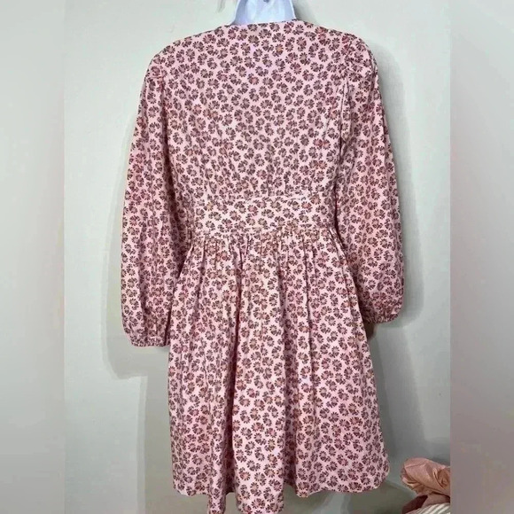 J.Crew V-Neck Poplin Mini Dress Pink Peony Floral Paisley Size 2 - Picture 8 of 9